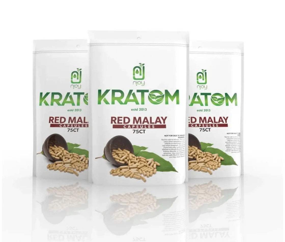 Njoy Organic Kratom Powder and Capsules - 100% Natural Energy Boost Njoy