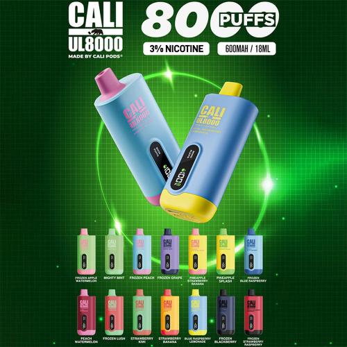 CALI UL 8000 Rechargeable Disposable Vape - 8000 Puffs | 18ml E-Liquid | 3% Nicotine | LED Display | Mesh Coil | Type-C Rechargeable Not specified